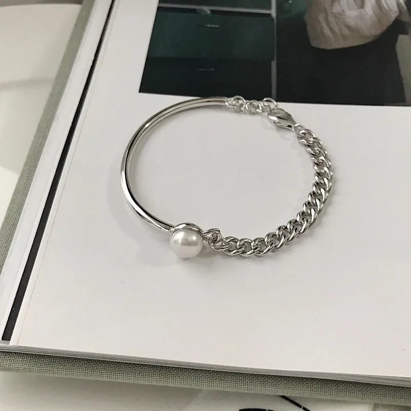 S925 Sterling Silver Mini Pearl Bracelet Handwear Girl