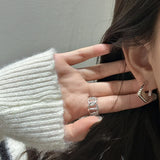 S925 Sterling Silver Niche Texture Square Bag Bag Earrings