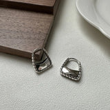 S925 Sterling Silver Niche Texture Square Bag Bag Earrings