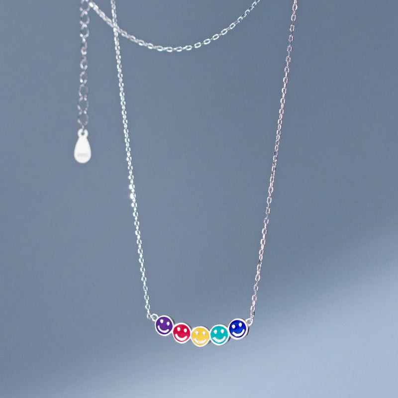 Colorful Smile Face Choker Necklace Pendant for Women