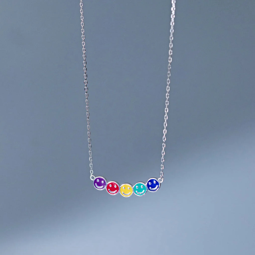 Colorful Smile Face Choker Necklace Pendant for Women