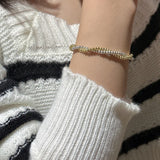 S925 Sterling Silver CONTRAST Twisted Wire Winding Rope Bracelet Retro Jewelry