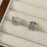 S925 Sterling Silver Texture Retro Square Earring Minimalist Earrings
