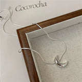 S925 Sterling Silver Moon Snake Bone Necklace
