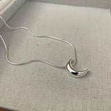 S925 Sterling Silver Moon Snake Bone Necklace