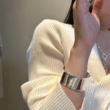 S925 Sterling Silver Wide Face Heavy Industry Fashion Bracelet