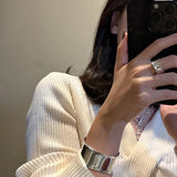 S925 Sterling Silver Wide Face Heavy Industry Fashion Bracelet