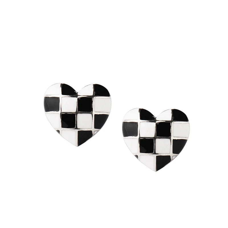S925 Sterling Silver Heart Earrings Love Paint Baking