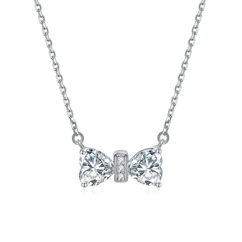 S925 Sterling Silver Bow Pendant Necklace for Women