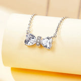 S925 Sterling Silver Bow Pendant Necklace for Women