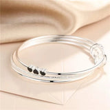 S925 Sterling Silver Heart Bangle, High Jewelry Closure, Gift