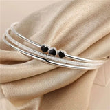 S925 Sterling Silver Heart Bangle, High Jewelry Closure, Gift