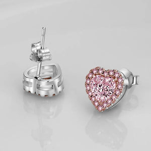 S925 Silver Heart Stud Earrings European American Ladies