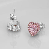 S925 Silver Heart Stud Earrings European American Ladies