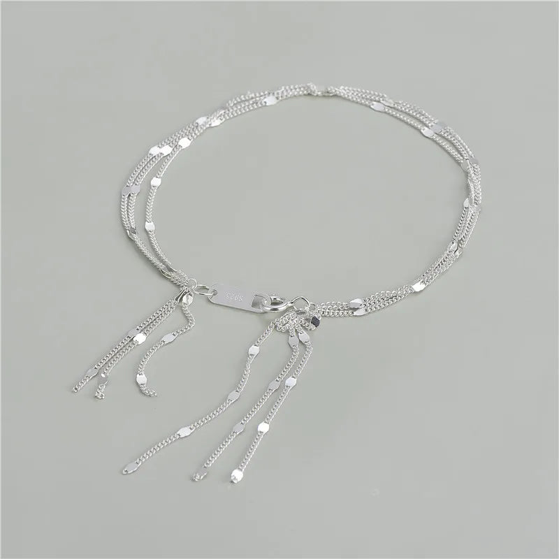 925 Sterling Silver Tassel Bracelet for Everyday Use