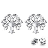 S925 Sterling Silver Glossy Life Tree Earrings