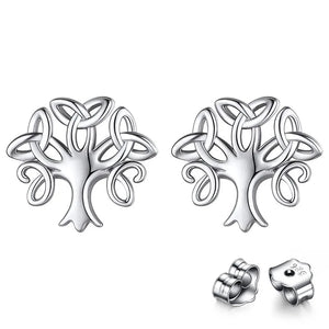 S925 Sterling Silver Glossy Life Tree Earrings