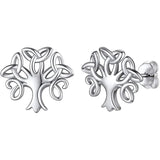S925 Sterling Silver Glossy Life Tree Earrings