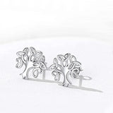 S925 Sterling Silver Glossy Life Tree Earrings