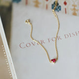 S925 Little Red Heart Bracelet Japanese Style Women's Bracelet