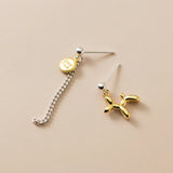 S925 Sterling Silver Long Tassel Line Dog Stud Earrings For Women Kids