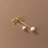 925 Sterling Silver Tassel Pearl Stud Earrings For Women Kids 14K Ear Wedding