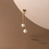 925 Sterling Silver Tassel Pearl Stud Earrings For Women Kids 14K Ear Wedding