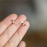 925 Silver Long Tassel Star Stud Earrings 14K Plated