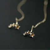 925 Silver Long Tassel Star Stud Earrings 14K Plated