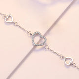 S925 Sterling Silver Love Heart Bracelet Women Engagement Wedding Jewelry