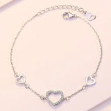 S925 Sterling Silver Love Heart Bracelet Women Engagement Wedding Jewelry