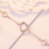 S925 Sterling Silver Love Heart Bracelet Women Engagement Wedding Jewelry