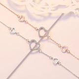S925 Sterling Silver Love Heart Bracelet Women Engagement Wedding Jewelry