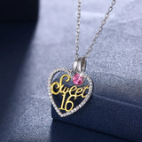 S925 Silver Love Letter Crystal Pendant Necklace for Women