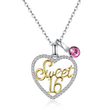 S925 Silver Love Letter Crystal Pendant Necklace for Women