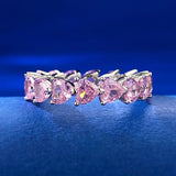 Sterling Silver Love Row Diamond Pink Heart Ring
