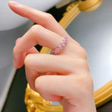 Sterling Silver Love Row Diamond Pink Heart Ring