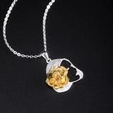 S925 Sterling Silver Rose Girl Necklace Fashion Hollow Pendant
