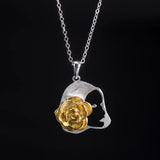 S925 Sterling Silver Rose Girl Necklace Fashion Hollow Pendant