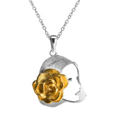 S925 Sterling Silver Rose Girl Necklace Fashion Hollow Pendant