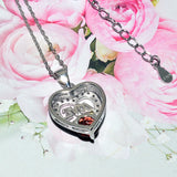 S925 Red Garnet Heart Pendant Necklace with 18'' Chain