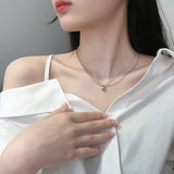 S925 Sterling Silver Lucky Beads Double-Layer Necklace Female Chain Statement