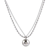 S925 Sterling Silver Lucky Beads Double-Layer Necklace Female Chain Statement