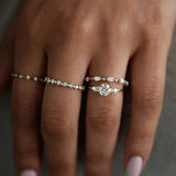 Sterling Silver Square Diamond Inlaid Ring Wedding Jewelry