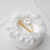 Sterling Silver Square Diamond Inlaid Ring Wedding Jewelry