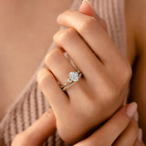 Sterling Silver Square Diamond Inlaid Ring Wedding Jewelry