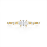 Sterling Silver Square Diamond Inlaid Ring Wedding Jewelry