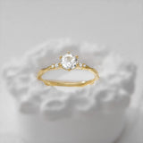 Sterling Silver Square Diamond Inlaid Ring Wedding Jewelry