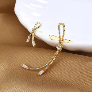 Sterling Silver Butterfly Zircon Clip Earrings for Women
