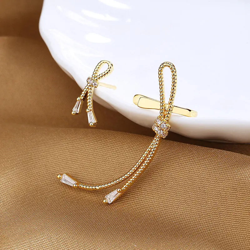 Sterling Silver Butterfly Zircon Clip Earrings for Women